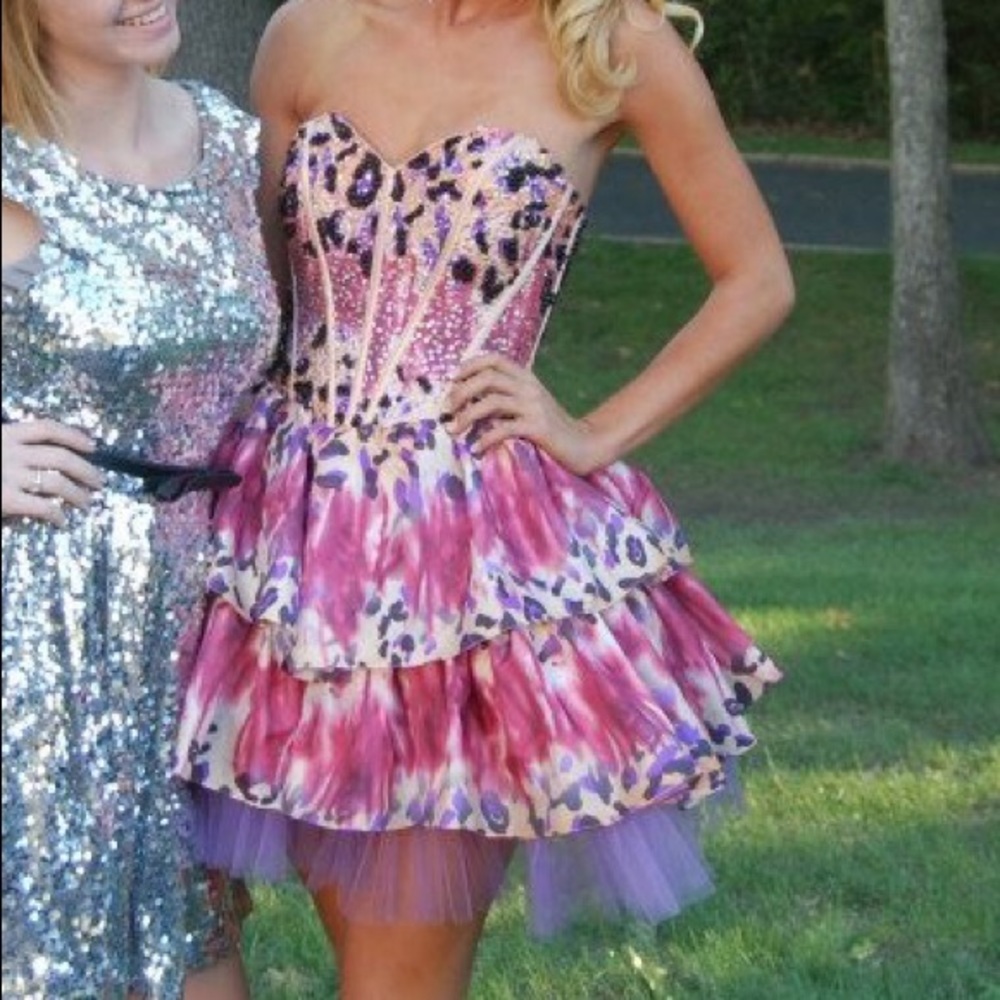 Hannah S Cheetah Sequin Dress